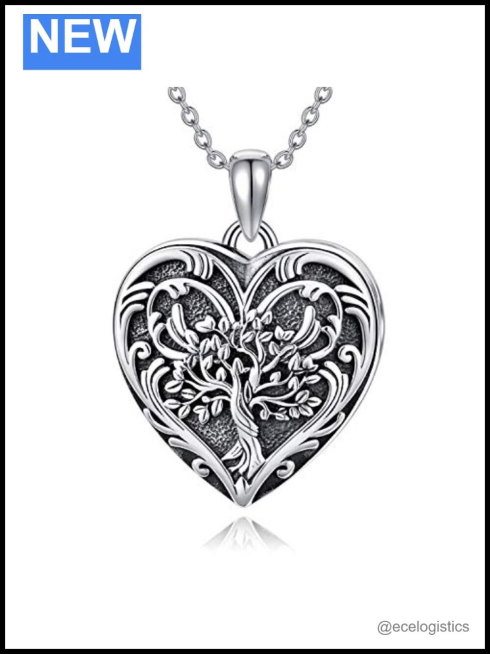 S925 Sterling Silver Tree of Life Heart Locket Necklace Holds 2 Pictures